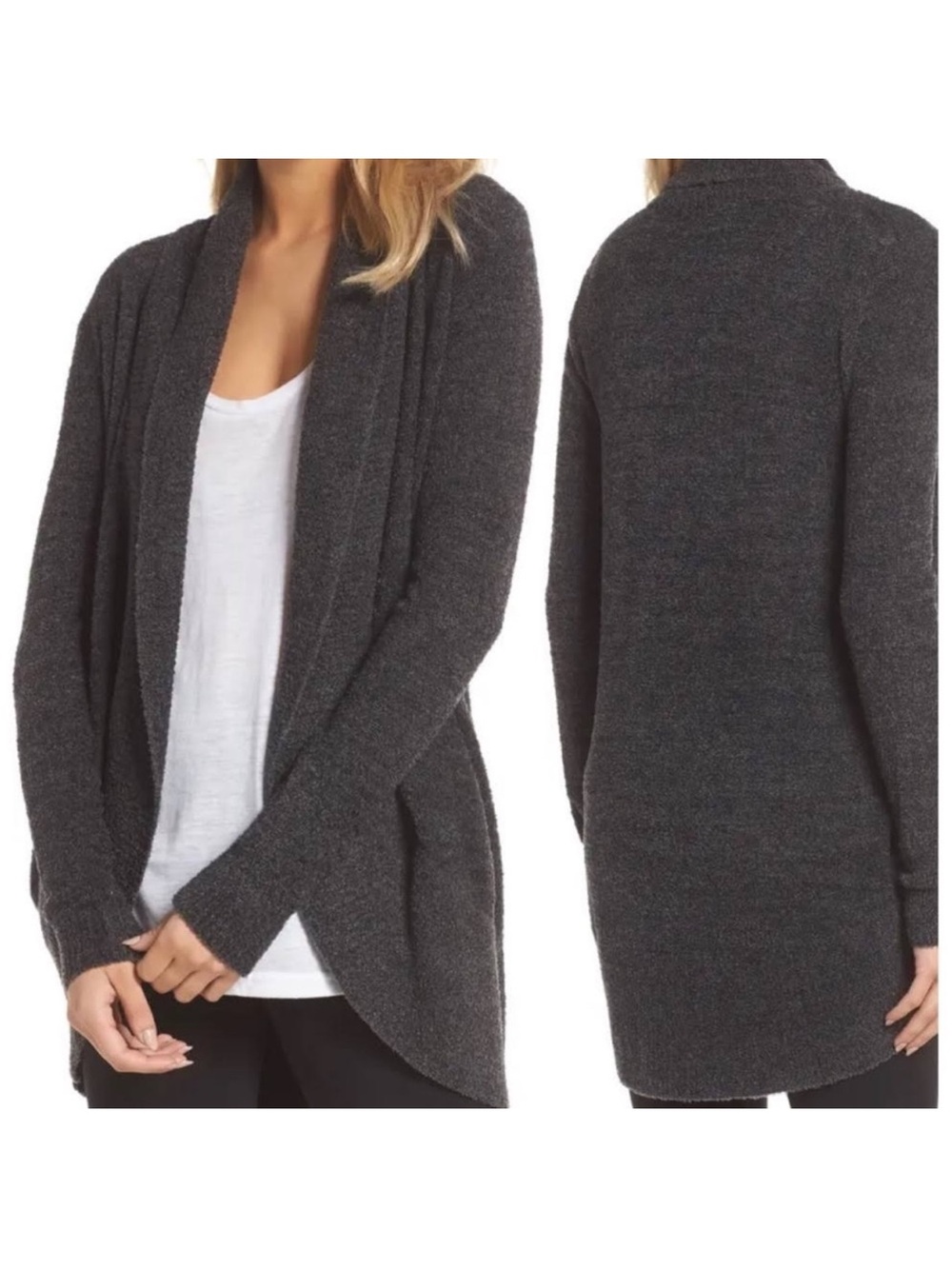 Barefoot Dreams CozyChic Lite Circle Dark Gray Open-Front Women's Cardigan